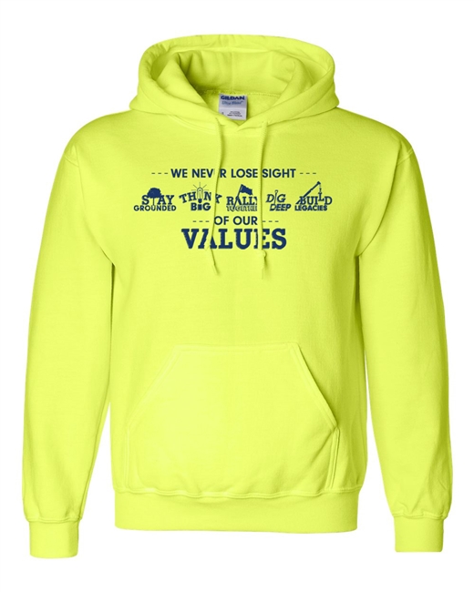 Hi-Vis Hooded Values Sweatshirt - Safety Green